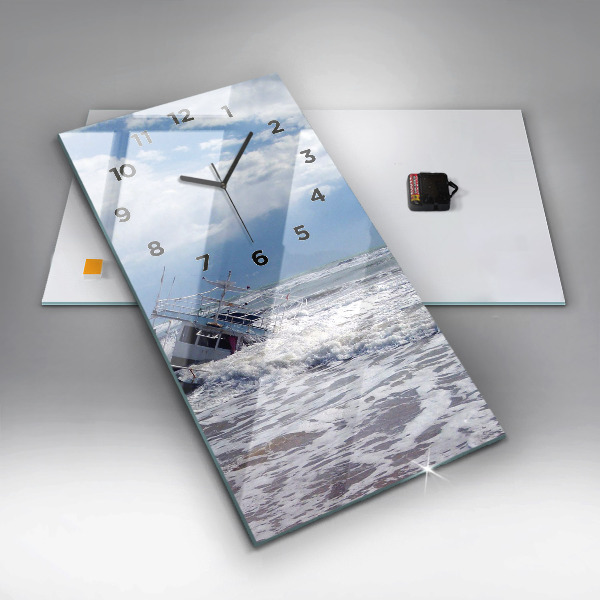 Ceas vertical de perete din sticlă Nava cu apă scufundată