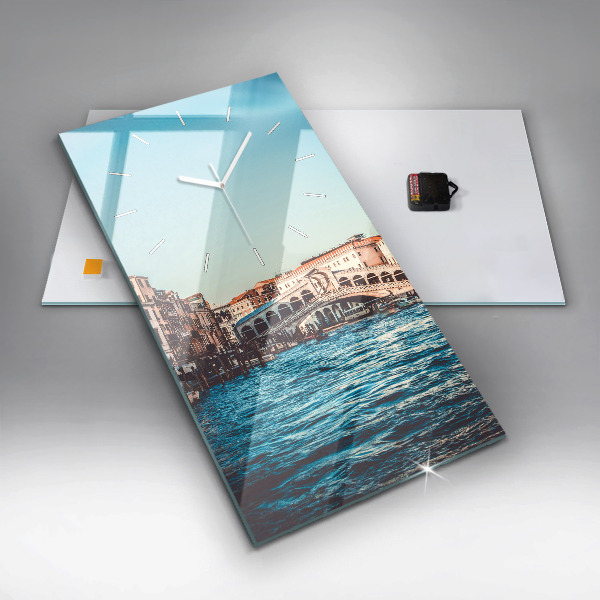 Ceas vertical de perete din sticlă Podul Rialto din Veneția