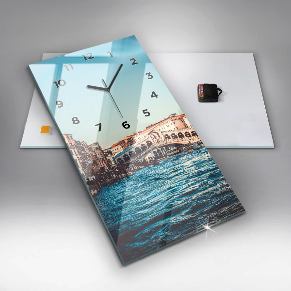 Ceas vertical de perete din sticlă Podul Rialto din Veneția