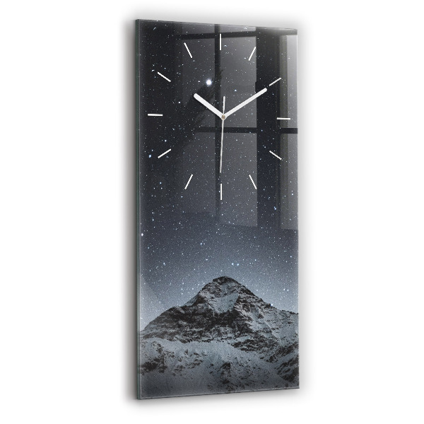 Ceas vertical de perete din sticlă Munte sub stele