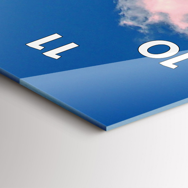 Ceas vertical de perete din sticlă Munții sub cerul albastru