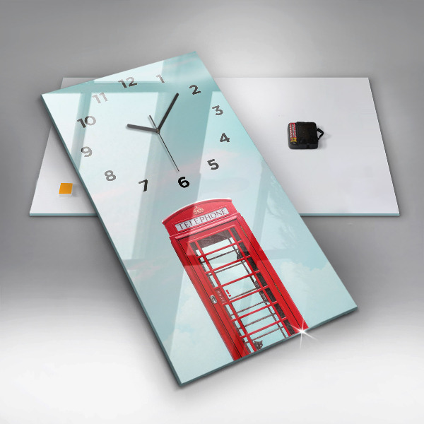 Ceas vertical de perete din sticlă Telefon public
