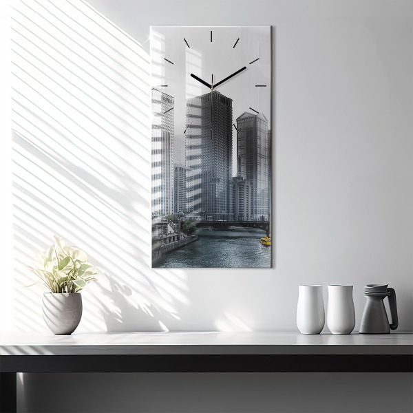 Ceas vertical de perete din sticlă Panorama orasului