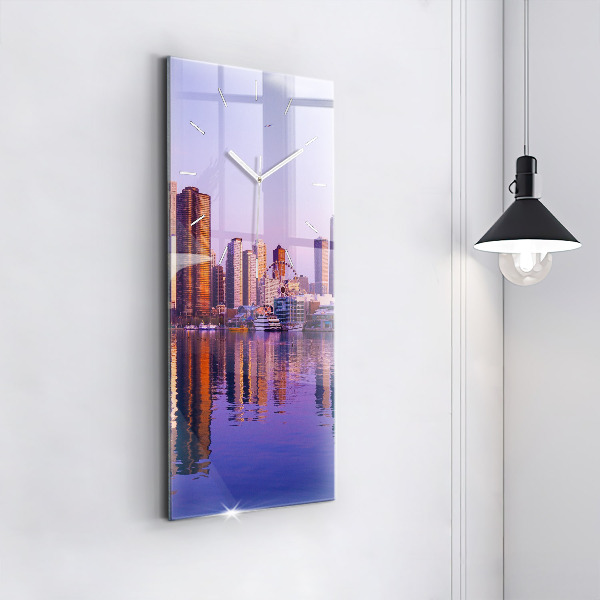 Ceas vertical de perete din sticlă Vedere asupra zgârie-norilor din SUA