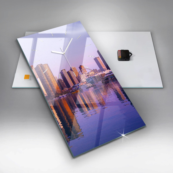 Ceas vertical de perete din sticlă Vedere asupra zgârie-norilor din SUA