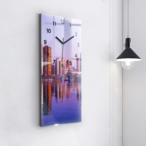 Ceas vertical de perete din sticlă Vedere asupra zgârie-norilor din SUA