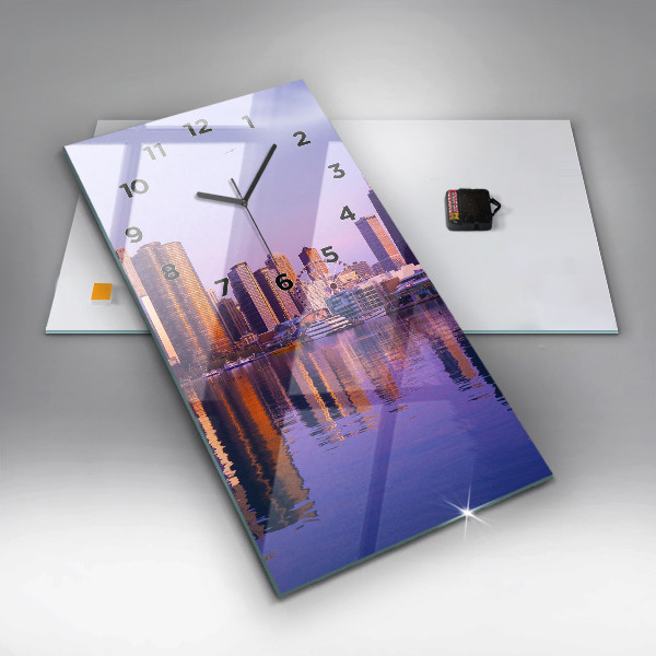 Ceas vertical de perete din sticlă Vedere asupra zgârie-norilor din SUA