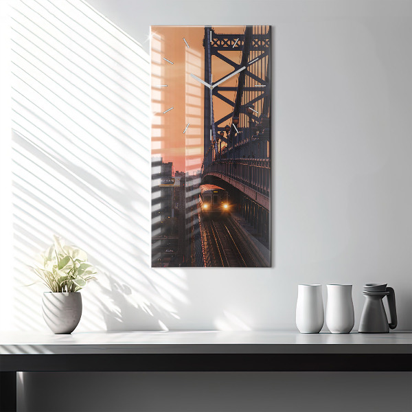 Ceas vertical de perete din sticlă Podul Benjamin Franklin