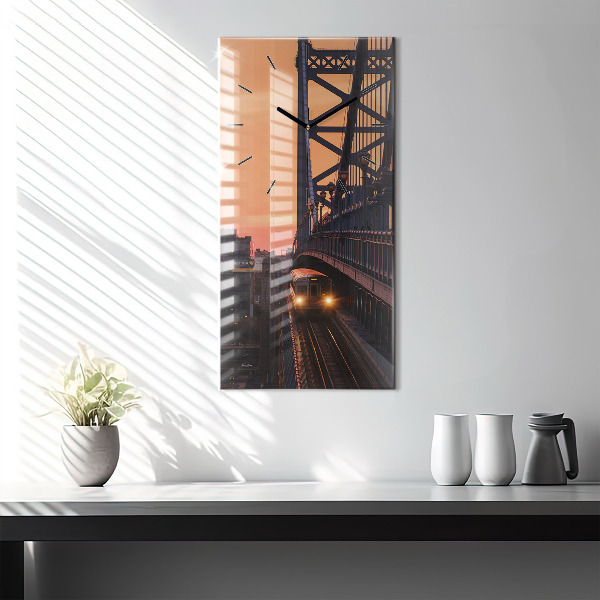 Ceas vertical de perete din sticlă Podul Benjamin Franklin