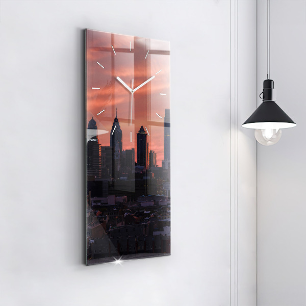 Ceas vertical de perete din sticlă Orizontul orașului Philadelphia