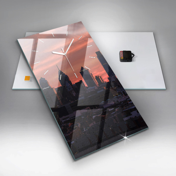 Ceas vertical de perete din sticlă Orizontul orașului Philadelphia