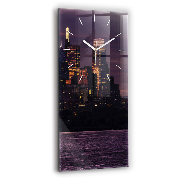 Ceas vertical de perete din sticlă Orizontul orașului Philadelphia