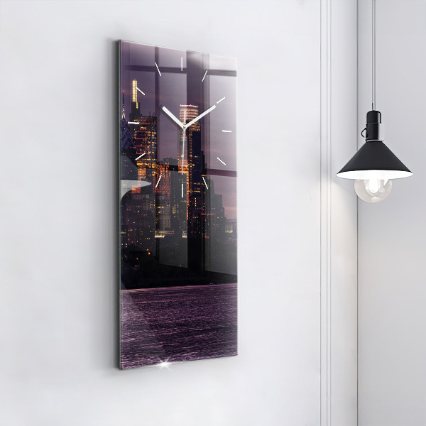 Ceas vertical de perete din sticlă Orizontul orașului Philadelphia