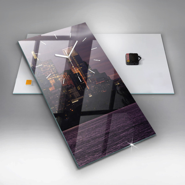 Ceas vertical de perete din sticlă Orizontul orașului Philadelphia