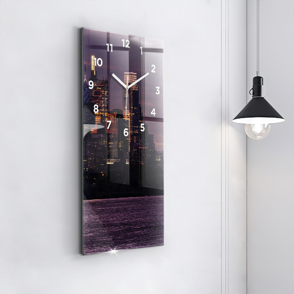 Ceas vertical de perete din sticlă Orizontul orașului Philadelphia