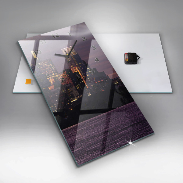 Ceas vertical de perete din sticlă Orizontul orașului Philadelphia