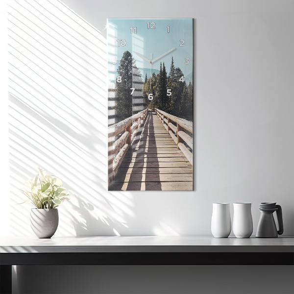 Ceas vertical de perete din sticlă Munții din Yellowstone