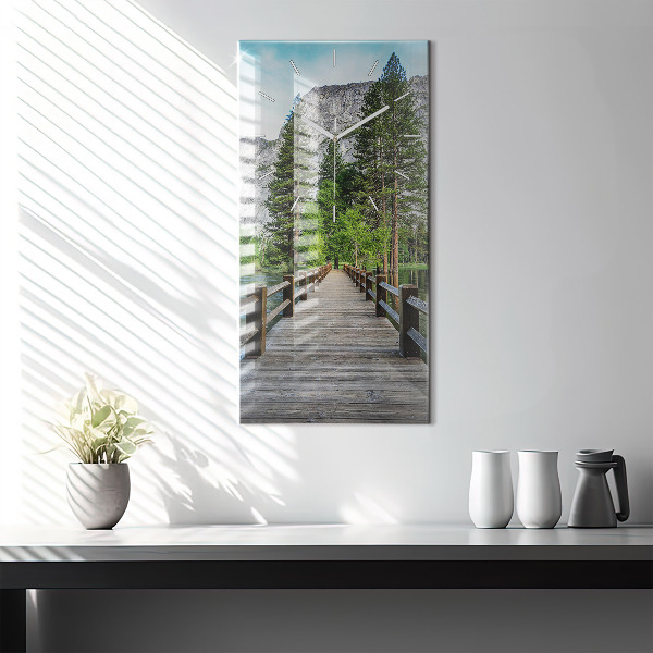 Ceas vertical de perete din sticlă Pod de lemn Yosemite