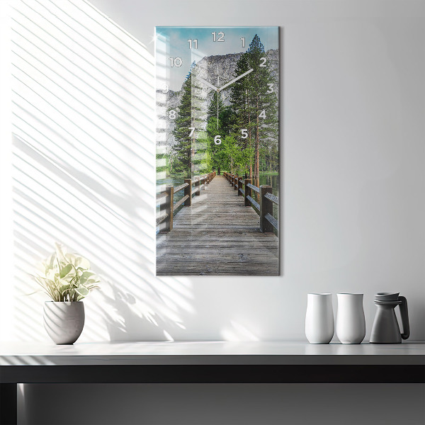 Ceas vertical de perete din sticlă Pod de lemn Yosemite