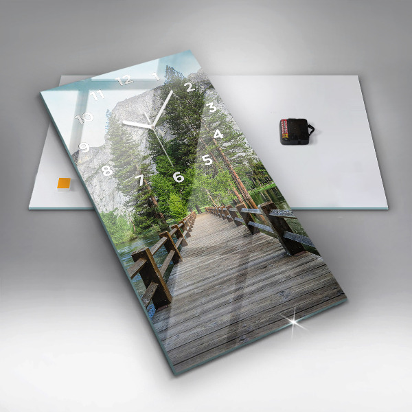 Ceas vertical de perete din sticlă Pod de lemn Yosemite