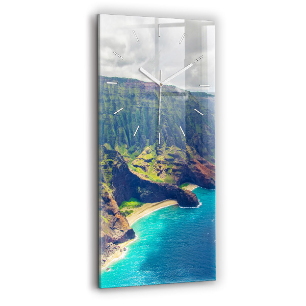 Ceas vertical de perete din sticlă Marea în Hawaii