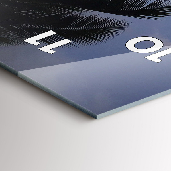 Ceas vertical de perete din sticlă Palmier și răsărit