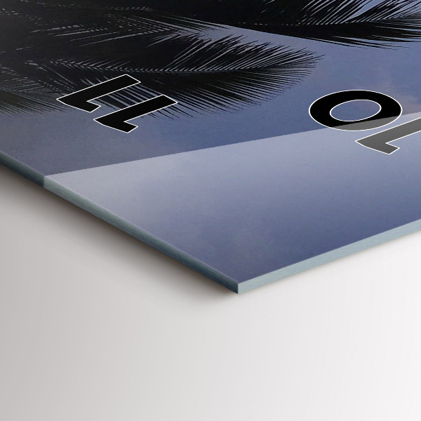 Ceas vertical de perete din sticlă Palmier și răsărit