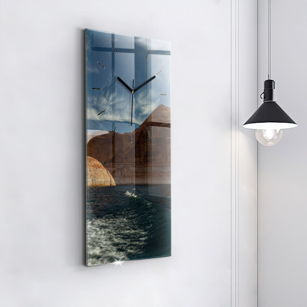 Ceas vertical de perete din sticlă Persoană schi nautic