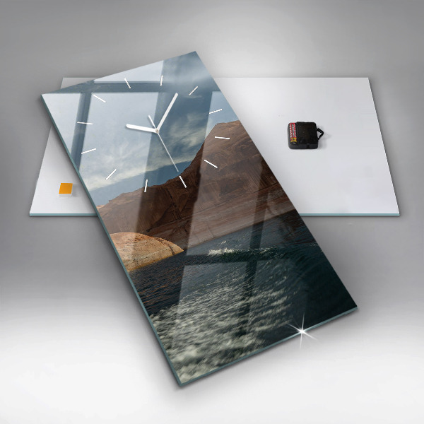 Ceas vertical de perete din sticlă Persoană schi nautic