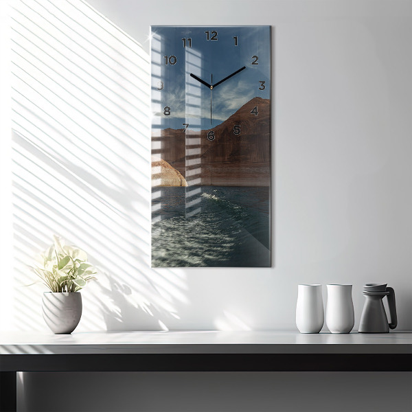 Ceas vertical de perete din sticlă Persoană schi nautic