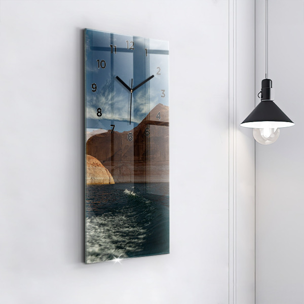 Ceas vertical de perete din sticlă Persoană schi nautic