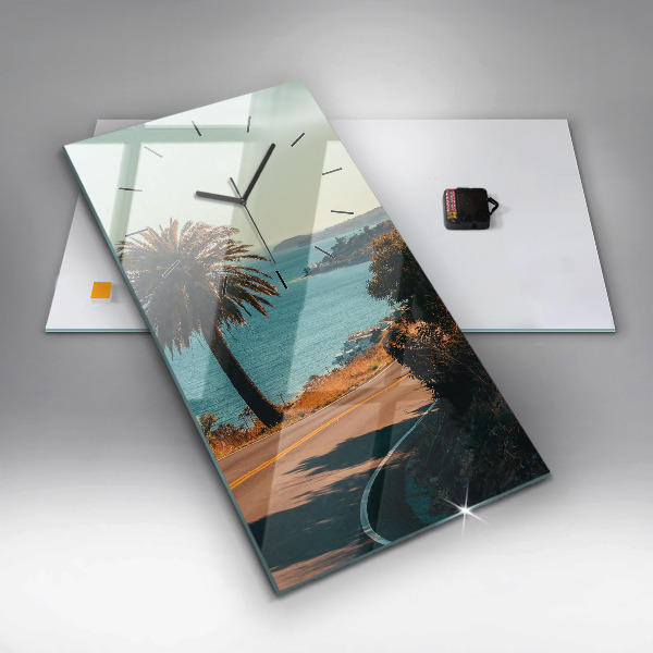 Ceas vertical de perete din sticlă Palmieri în Malibu