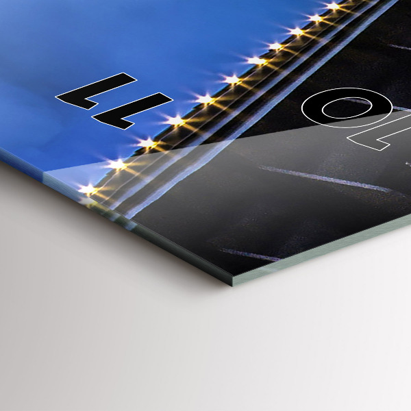 Ceas vertical de perete din sticlă Mal stâncos sub pod