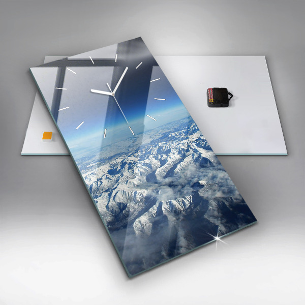 Ceas vertical de perete din sticlă Peisaj montan râu