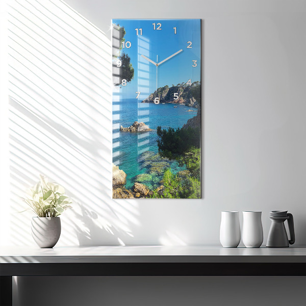 Ceas vertical de perete din sticlă Coasta Costa Brava