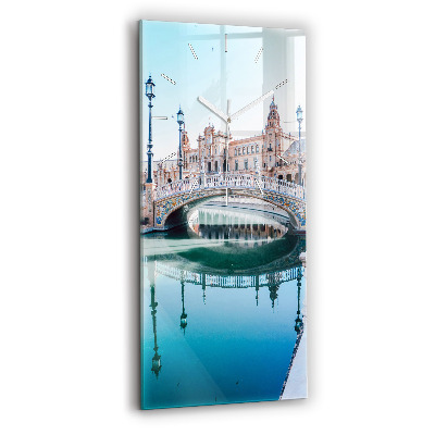 Ceas vertical de perete din sticlă Plaza de España din Sevilla