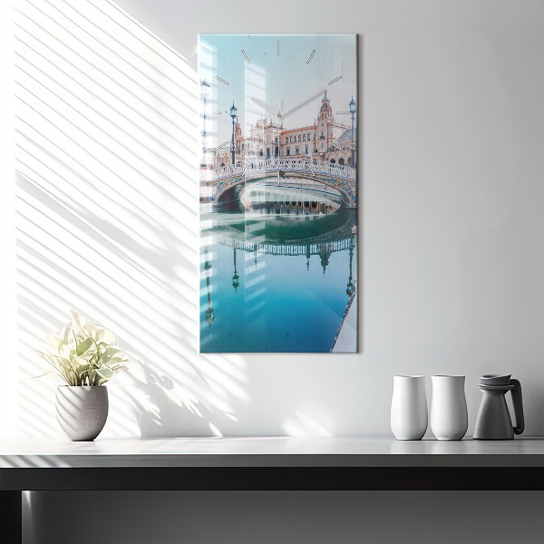 Ceas vertical de perete din sticlă Plaza de España din Sevilla