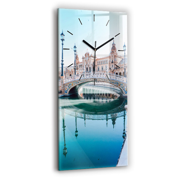 Ceas vertical de perete din sticlă Plaza de España din Sevilla