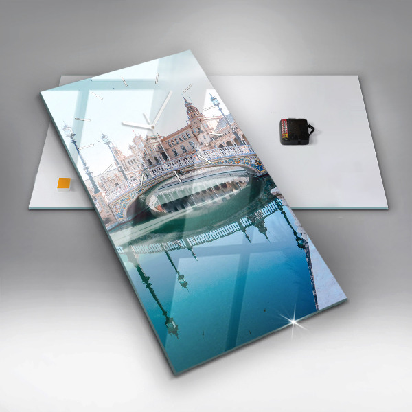 Ceas vertical de perete din sticlă Plaza de España din Sevilla