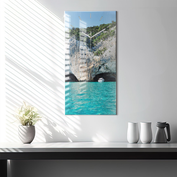 Ceas vertical de perete din sticlă Peștera subacvatică