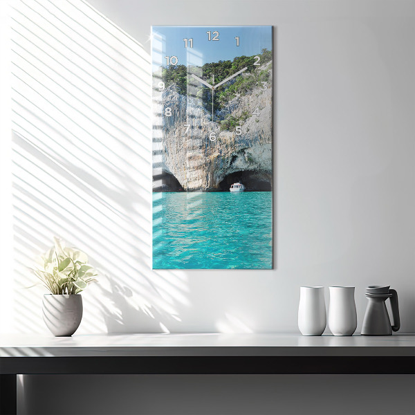 Ceas vertical de perete din sticlă Peștera subacvatică