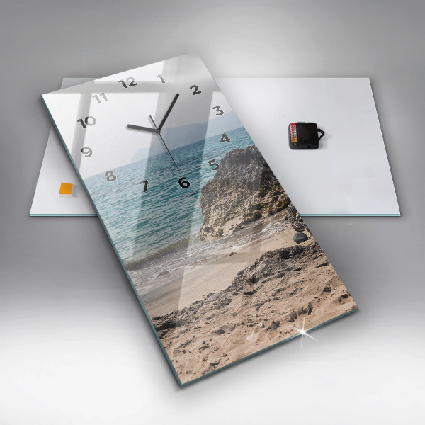 Ceas vertical de perete din sticlă Vedere la Marea Mediterană