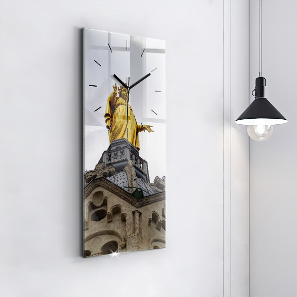 Ceas vertical de perete din sticlă Statuia Maicii Domnului din Lyon