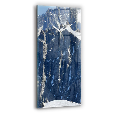 Ceas vertical de perete din sticlă Munții Alpi iarna
