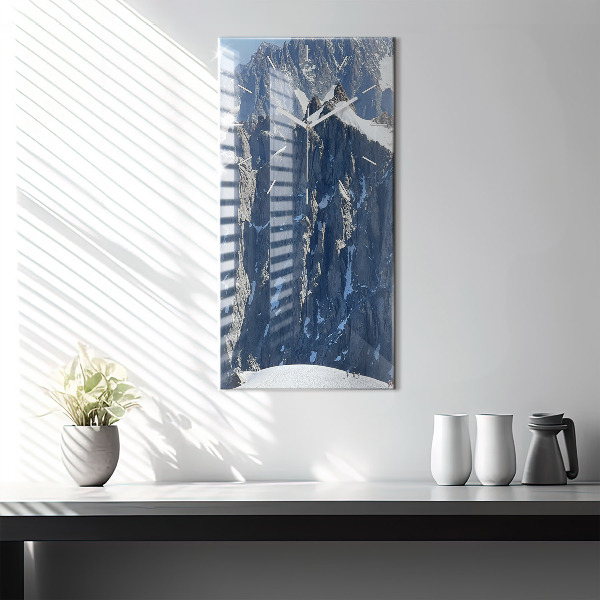 Ceas vertical de perete din sticlă Munții Alpi iarna