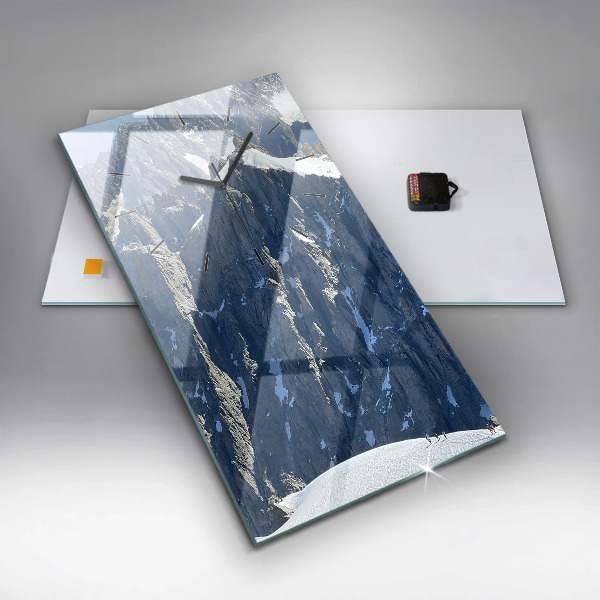 Ceas vertical de perete din sticlă Munții Alpi iarna