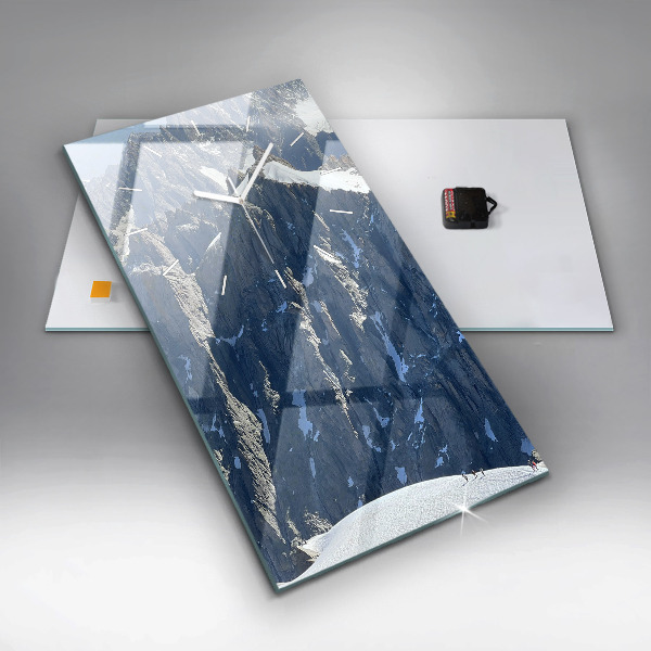 Ceas vertical de perete din sticlă Munții Alpi iarna