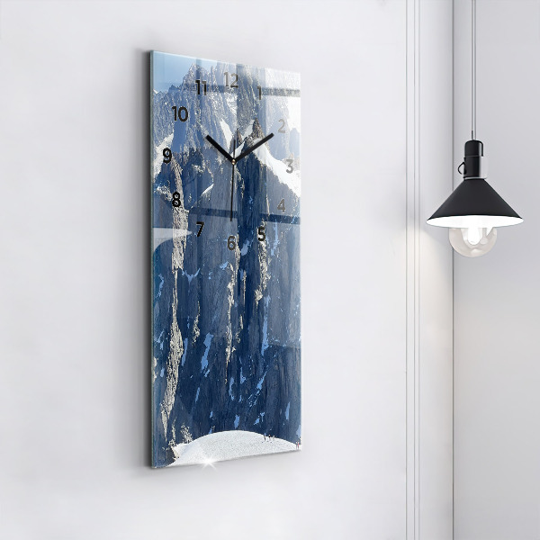 Ceas vertical de perete din sticlă Munții Alpi iarna