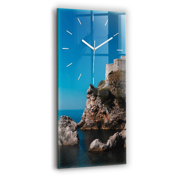 Ceas vertical de perete din sticlă Stânci din Dubrovnik