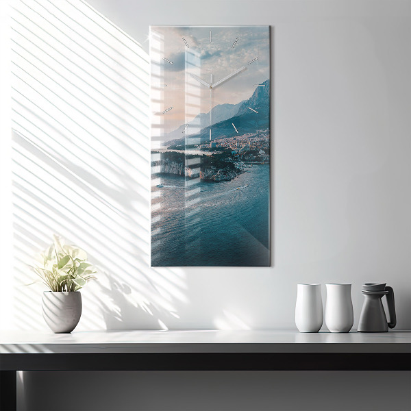 Ceas vertical de perete din sticlă Insulă din Croația